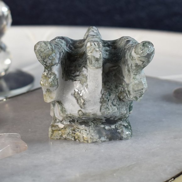 Moss Agate Dragon Head - Picture 3 of 3